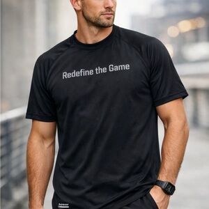 Under Armour Black Short Sleeve Performance Tee with Gray Text